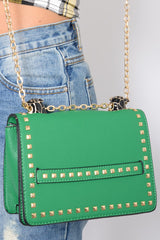 Green Studded Animal Head Clutch Bag -Mona