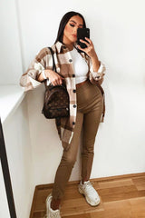 Stone Split Front Faux Leather Skinny Trouser - Meya