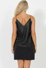 Black Faux Leather Cami Dress - Monica