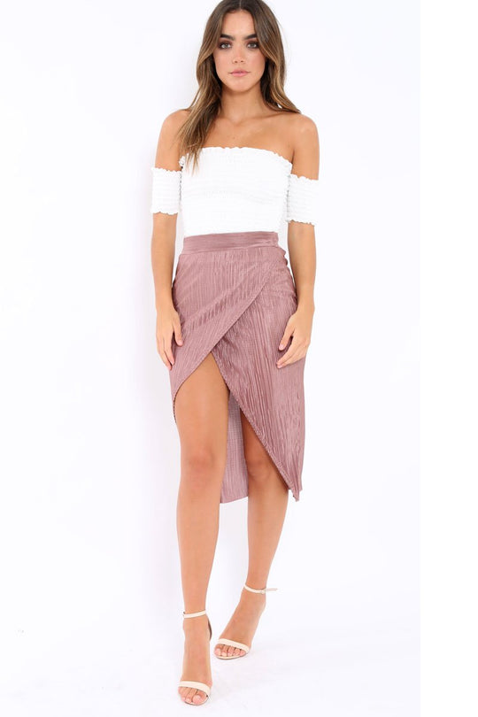 Rose Pleated Wrap Over Skirt - Monica