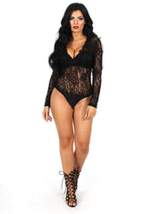Morticia Black Lace Bodysuit