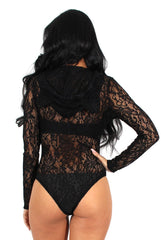 Morticia Black Lace Bodysuit