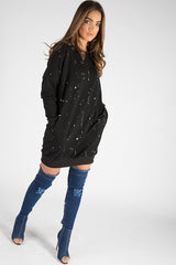 Black Paint Splatter Jumper Dress - Moxie
