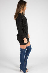 Black Paint Splatter Jumper Dress - Moxie