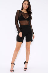 Black Shorts with White Side Stripe and Poppers - Moyra