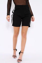 Black Shorts with White Side Stripe and Poppers - Moyra