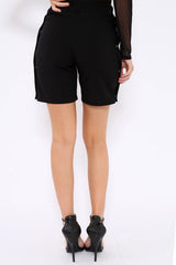 Black Shorts with White Side Stripe and Poppers - Moyra