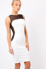 white & Black Mesh Midi Dress - Kirsten
