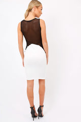 white & Black Mesh Midi Dress - Kirsten