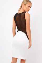 white & Black Mesh Midi Dress - Kirsten