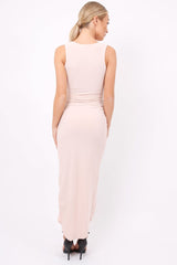 Nude Corset Slit Maxi Dress - Alexus