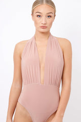 Nude Plunge Halterneck Bodysuit - Lona