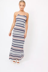 Navy & Grey Striped Maxi Dress - Kiah