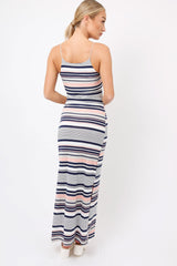 Navy & Grey Striped Maxi Dress - Kiah