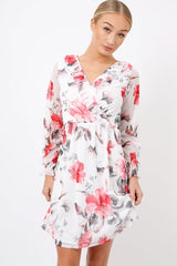 White Floral Lace Frill Dress - Fluer