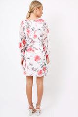 White Floral Lace Frill Dress - Fluer