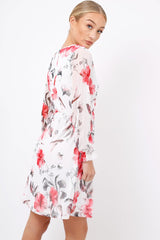 White Floral Lace Frill Dress - Fluer