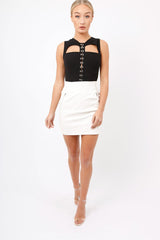 Black Hook And Eye Cut Out Bodysuit - Reign