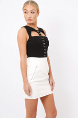 Black Hook And Eye Cut Out Bodysuit - Reign