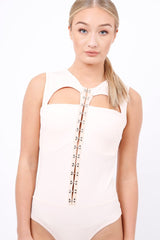 Nude Hook And Eye Cut Out Bodysuit - Reign