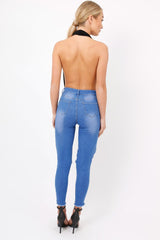 Black Plunge Halterneck Bodysuit - Lona