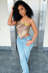 Brown Leopard Scarf Bandana Top - Malori