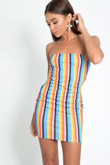 Multi Colour Bandeau Bodycon Mini Dress - Charlye