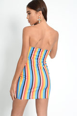 Multi Colour Bandeau Bodycon Mini Dress - Charlye