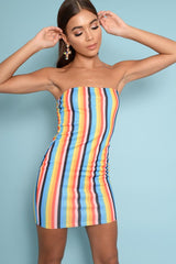 Multi Colour Bandeau Bodycon Mini Dress - Charlye