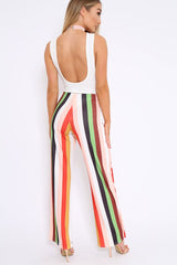 Multicolour Striped Wide Leg Trousers - Torah