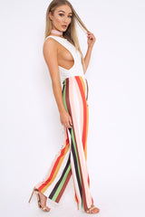 Multicolour Striped Wide Leg Trousers - Torah
