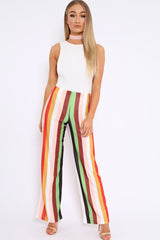 Multicolour Striped Wide Leg Trousers - Torah