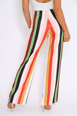 Multicolour Striped Wide Leg Trousers - Torah