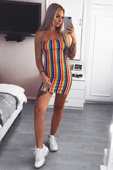 Multi Colour Bandeau Bodycon Mini Dress - Charlye