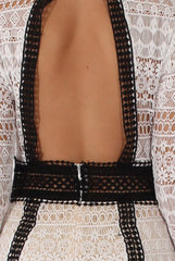 White Crochet Open Back Bodycon Dress - Murni