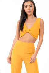 Mustard Plunge Tie Front Bralet - Brelee
