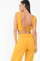 Mustard Plunge Tie Front Bralet - Brelee