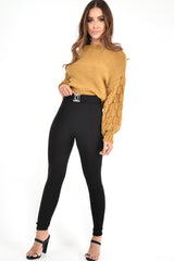 Mustard Chunky Knit Sleeve Detail Cropped Jumper - Danyela