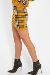 Mustard Tartan Knit Mini Skirt - Chantelle