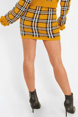Mustard Tartan Knit Mini Skirt - Chantelle