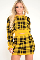 Mustard Check Knit Mini Skirt - Crissy