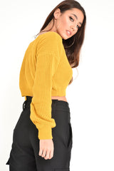 Mustard Chunky Knit Cropped Jumper - Jasmin