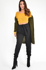 Khaki Knitted Longline Bobble Cardigan - Annette