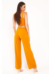 Dark Mustard Crop Top and Trousers Co-ord Set - Kimmy