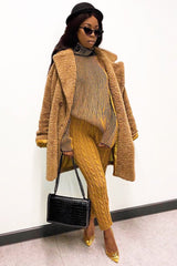 Mustard Ottoman Rib Roll Neck Jumper - Renee