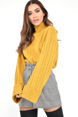 Mustard Knit High Neck Jumper - Jaelynn
