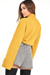 Mustard Knit High Neck Jumper - Jaelynn