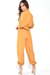 Mustard Woven Button Down Boiler Jumpsuit - Janise