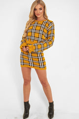 Mustard Tartan Frill Cuff Knit Jumper - Jarae