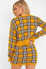 Mustard Tartan Frill Cuff Knit Jumper - Jarae
